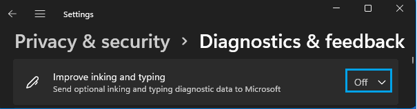 Disable Improve Inking & Typing Option in Windows 11