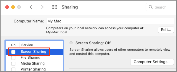 Disable Screen Sharing on Mac