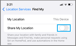 Disable Share My Location on iPhone