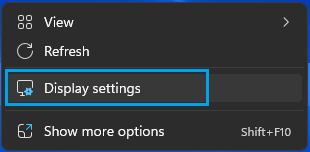 Display Settings Option in Windows 11