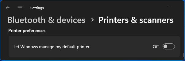 Do Not Allow Windows to Manage Default Printer