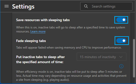 Enable Sleeping Tabs in Microsoft Edge