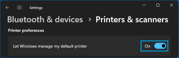 Let Windows Manage Default Printer Option in Windows 11