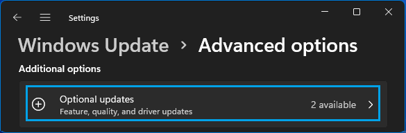Open Optional Updates on Windows 11 Computer