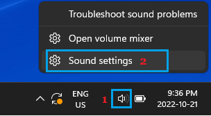 Sound Settings Option in Windows 11
