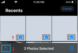Share Photos Option in iPhone Photos App