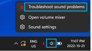 Troubleshoot Sound Problems Option in Windows 11