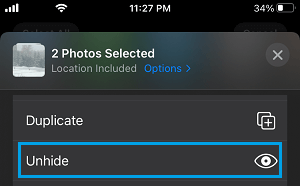 Unhide Photos on iPhone