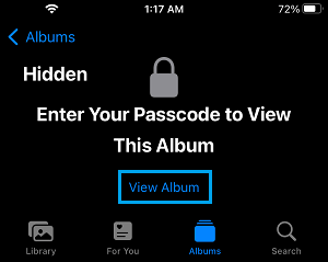 View Album Option in Hidden Photo Folder