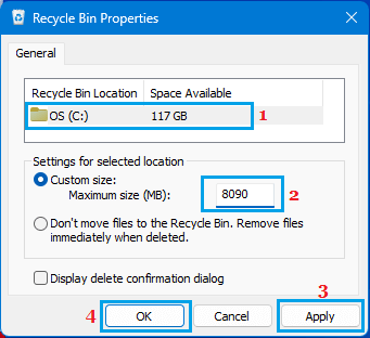 Increase Recycle Bin Size Option in Windows