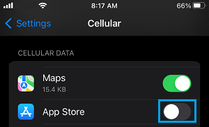 Disable Cellular Data For Apps on iPhone