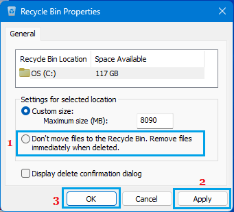 Disable Do Not Move Files to Recycle Bin Option