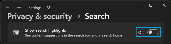 Disable Search Highlights in Windows Search
