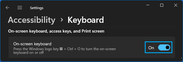 Enable On-screen Keyboard Windows 11