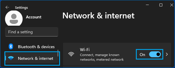 Enable WiFi in Windows 11