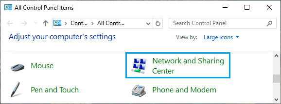 Open Network & Sharing Center Using Windows Control Panel