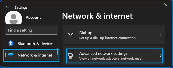 Open Advanced Network Settings in Windows 11