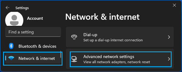 Advanced Network Settings Tab on Windows Computer