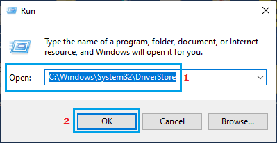 Open DriverStore Folder Using Run Command
