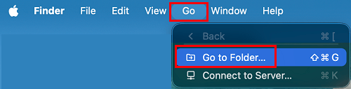 Go to Folder Option on Mac