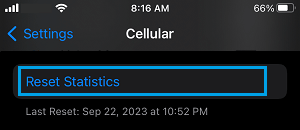 Reset Cellular Data Statistics on iPhone