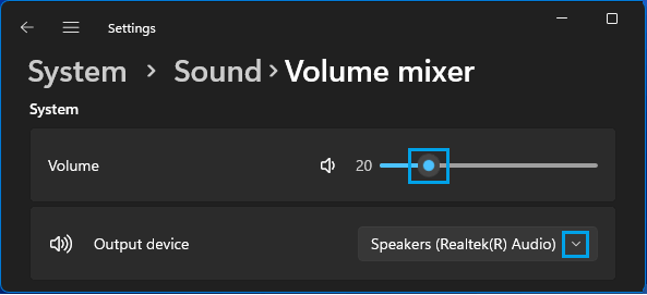 Volume Mixer Setting in Windows 11