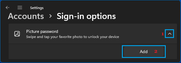 Add Picture Password Option in Windows 11