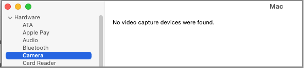 Check Camera in System Report on Mac