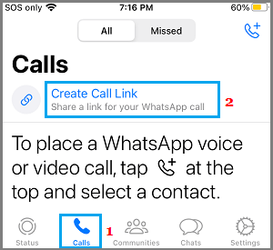 Create WhatsApp Call Link Option on iPhone