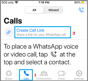 Erstellen Sie Die Whatsapp Call Link-Option Auf Dem Iphone