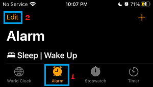 Edit Alarm Option on iPhone