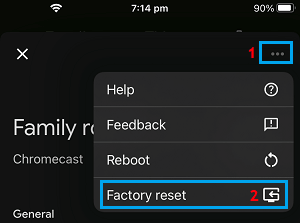 Factory Reset Chromecast Using Google Home App