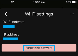 Forget this Network option in Google Home App