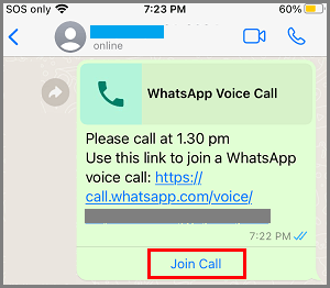 Join WhatsApp Video or Voice Call