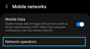 Network Operators Tab on Android Settings
