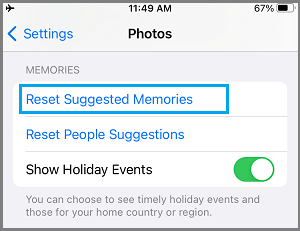 Reset Suggested Memories Option on iPhone