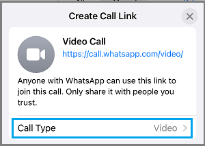 Wählen Sie Die Option „Whatsapp-Anruftyp“ Auf Dem Iphone