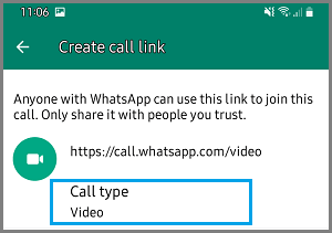 Select WhatsApp Call Type Option on Android Phone