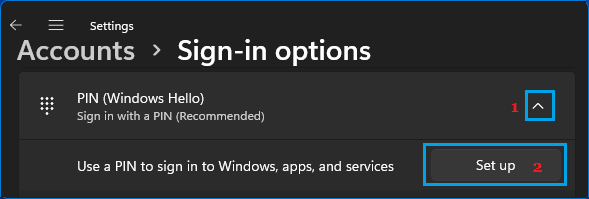Add PIN Password Option in Windows 11