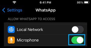 Allow WhatsApp to Access Microphone on iPhone
