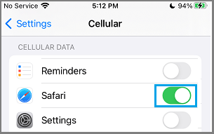 Enable Cellular Data For Safari on iPhone