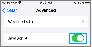 Enable JavaScript For Safari On iPhone