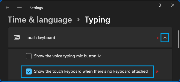 Tampilkan keyboard sentuh saat tidak ada keyboard yang terpasang