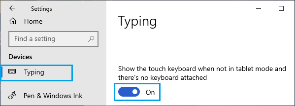 Menampilkan keyboard sentuh jika keyboard tidak tersambung