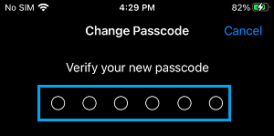 Verify New Password Option on iPhone