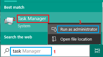 Run Task Manager As Admin Using Windows Search