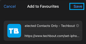 Save Webpage to Favorites on iPhone Safari Browser