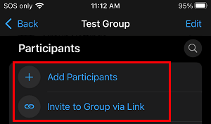 Add Participants Option in WhatsApp