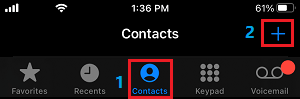 Add New Contact Option on iPhone Phone App