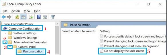 Do not Display Lock Screen Option in Group Policy Editor
